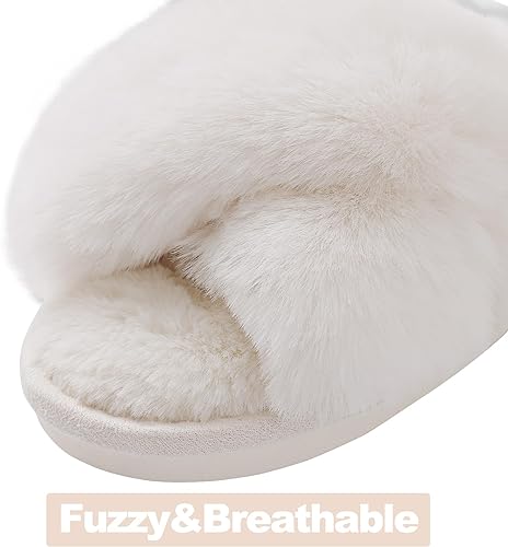 Women's Fuzzy Slippers, House Slippers, Open Toe Slippers Women's Fuzzy Slippers, House Slippers, Open Toe Slippers